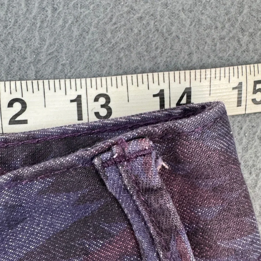 Free People Jeans Women 27 Purple Geometric Ikat Pattern Skinny Slim Boho Indigo